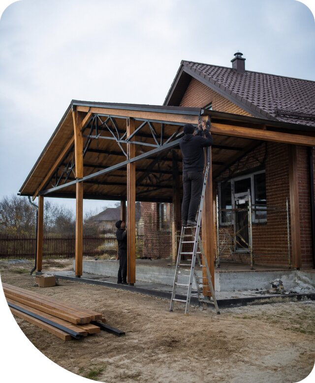 Пристройка навеса к дому и участку в Наро-Фоминске под ключ
